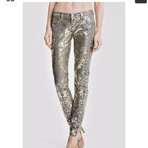JUICY COUTURE Black Label Gold Foil Skinny Jeans - 24 NWT